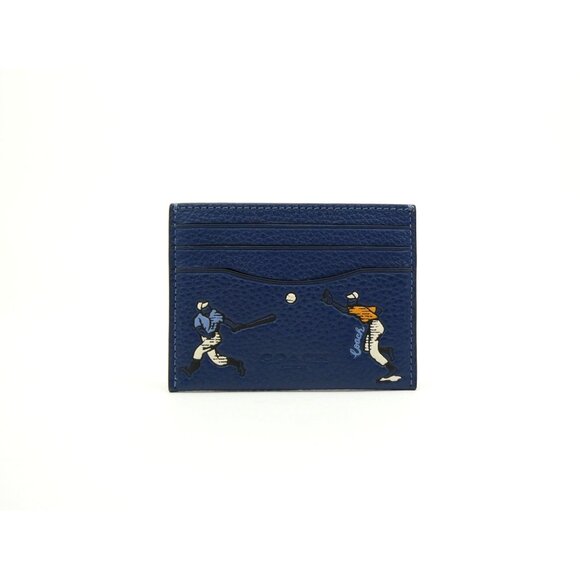 Coach Deep Blue Multi Play Ball Leather Slim Card Case NWT CAX56 - Picture 1 of 2